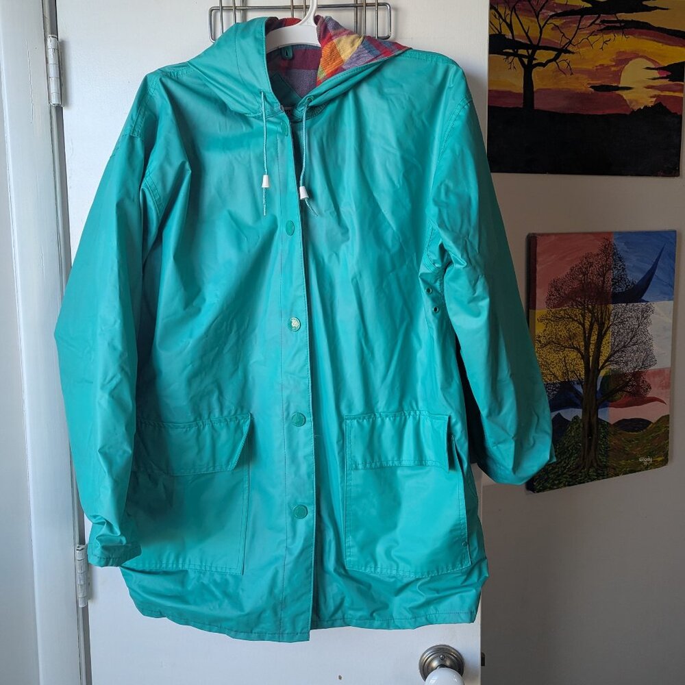 Vintage Slippery When Wet Teal Raincoat Wippette Size Medium